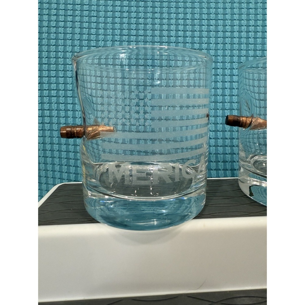 BenShot 'Merica Rocks 11oz Handcrafted Whiskey Glass Set Of 2 - Picture 2 of 5